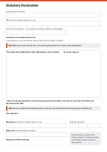 Statutory Declaration true copy