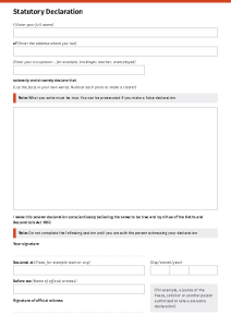 Statutory Declaration blank