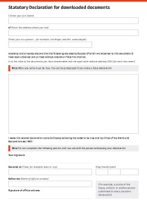 Statutory declaration for downloaded documents